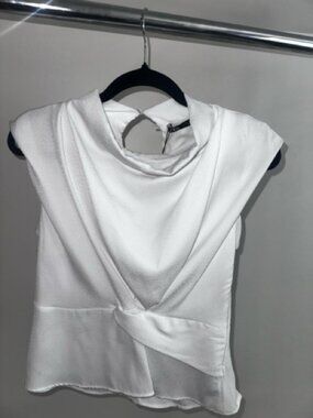 Zara NWT White Draped Top Size [S] – Modern Minimalist